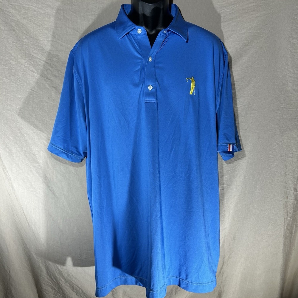 USAG U Suck At Golf Polo Shirt Mens XXL Blue Performance Golfer Logo Stretch